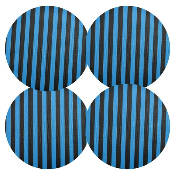 Ryvnso Blue and Black Stripes Round Plate Mats Dining Table Placemat Set of 4 for Holiday Decoration