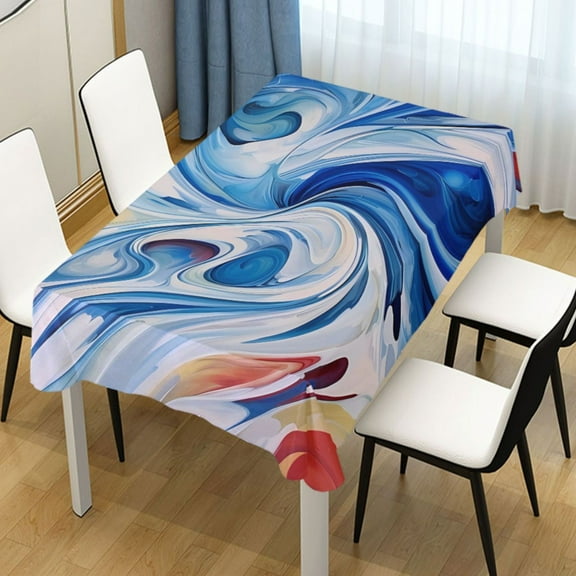 Ryvnso Blue with Liquid Rectangle Table Cloth Tablecover Dinning Tablecloth 54"x54"