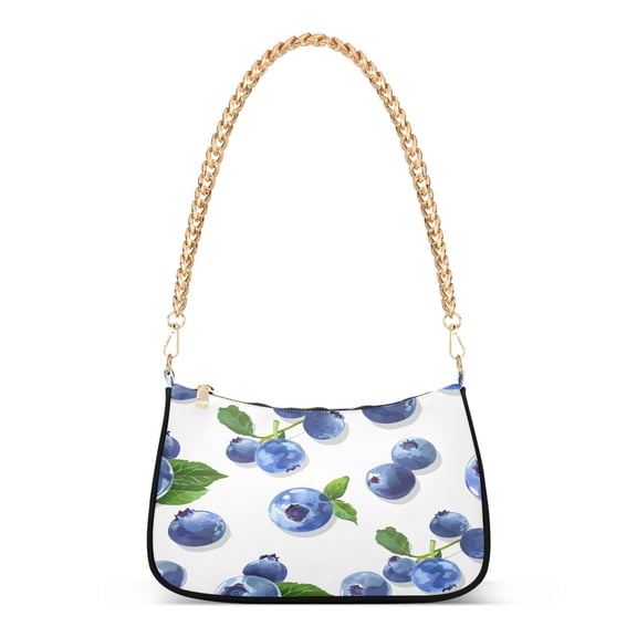 Ryvnso Blueberry Fruits Womens Chain Shoulder Bag Tote Handbags Clutch Hobo Purse with Zipper for Travel