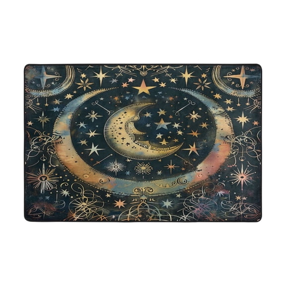 Ryvnso Bohemia Ethnic Moon and Star Area Floor Mats Large Nursery Rugs Non-Slip Carpets Doormat 36" x 24"