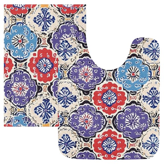 Ryvnso Bohemia Indian Ethnic Pattern Bathroom Shaggy Rugs Toilet Mat Soft Contour Rug