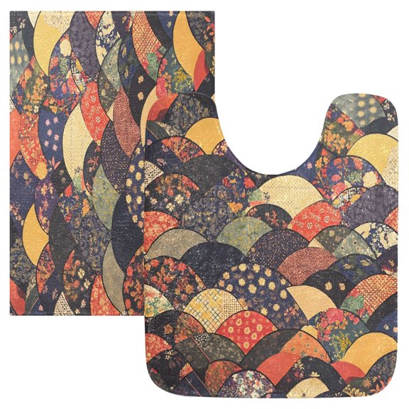 Ryvnso Bohemia Indian Retro Pattern Bathroom Shaggy Rugs Toilet Mat Soft Contour Rug