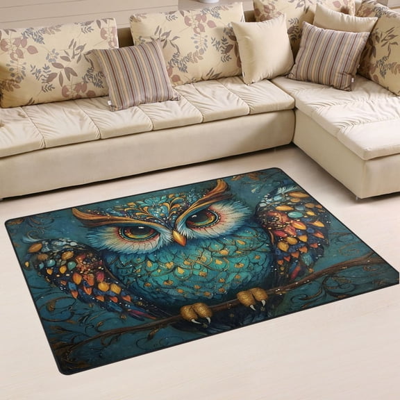Ryvnso Bohemia Owl Area Floor Mat Non-Slip Carpet Soft Rugs Doormats 31" x 20"