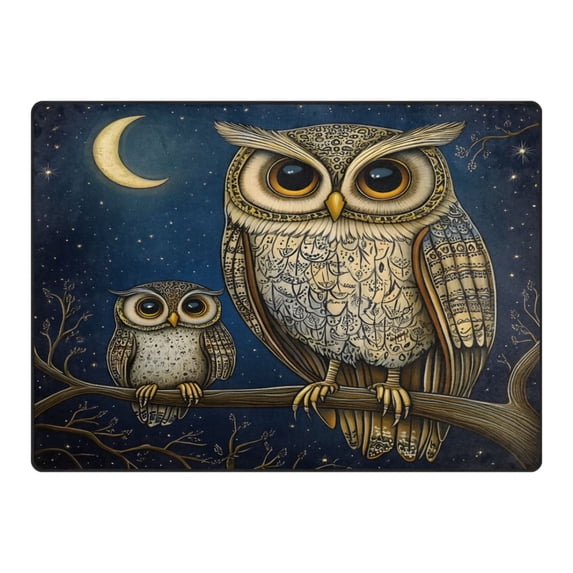 Ryvnso Bohemia Owls Night Area Rug Floor Mats Non-Slip Home Carpet 63 x 48 inch