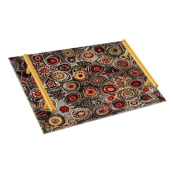 Ryvnso Bohemian Mandala Paisley Rustic Bathroom Tray Vanity Countertop Trays Acrylic Organizer
