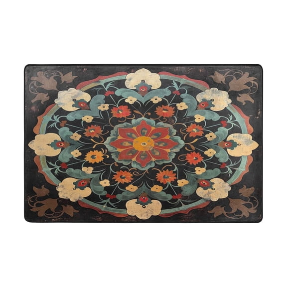 Ryvnso Bohemian Medallion Floral Area Floor Mats Large Nursery Rugs Non-Slip Carpets Doormat 36" x 24"
