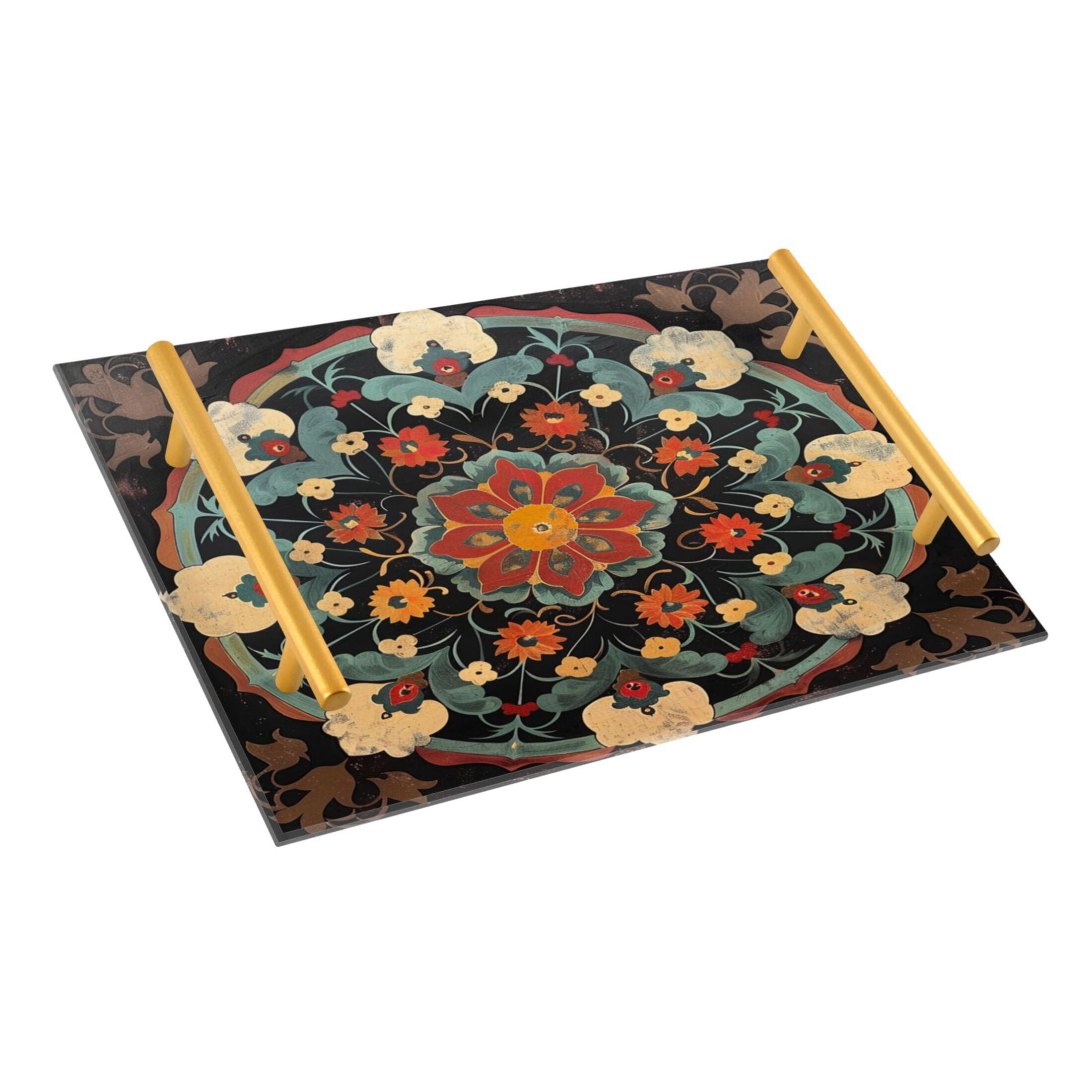 Ryvnso Bohemian Medallion Floral Bathroom Tray Vanity Countertop Trays ...