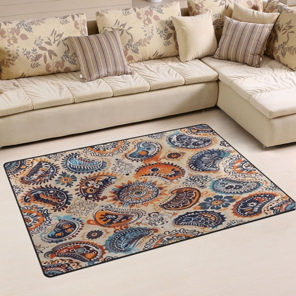 Ryvnso Boho Ethnic Bohemian Indian Mandala Area Floor Mat Non-Slip Carpet Soft Rugs Doormats 60" x 39"