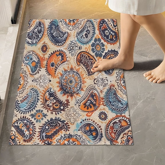 Ryvnso Boho Ethnic Bohemian Indian Mandala Bathroom Shaggy Rugs Toilet Rectangle Mat Soft Contour Rug 24"x16"
