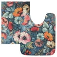 thumbnail image 1 of Ryvnso Boho Floral Bathroom Shaggy Rugs Toilet Mat Soft Contour Rug, 1 of 9