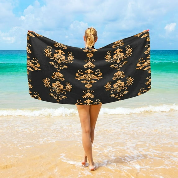 Ryvnso Boho Flower Oversized Beach Towel Microfiber Bath Blankets Swimming Fitness 37" x 74"