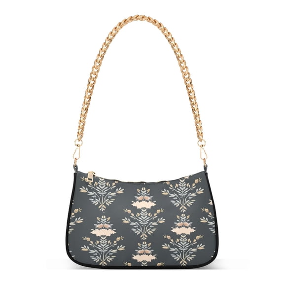 Ryvnso Boho Leaves Womens Chain Shoulder Bag Tote Handbags Clutch Hobo Purse with Zipper for Travel