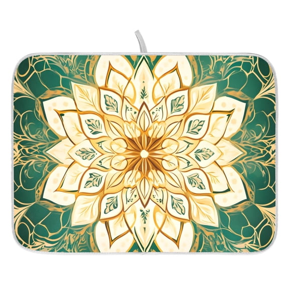 Ryvnso Boho Vintage Mandala Dish Drying Mat for Kitchen Countertop 16x18 Small Dish Pad Drainer Rack Dish Sink Mats