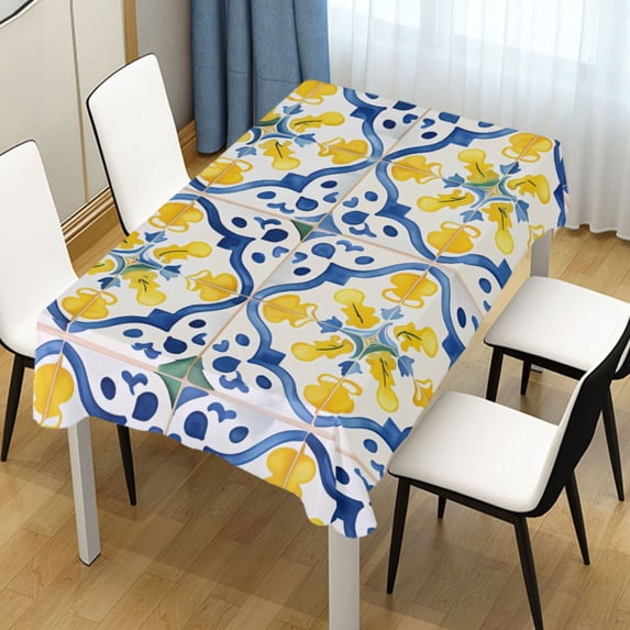 Ryvnso Bohomia Blue and Yellow Rectangle Table Cloth Tablecover Dinning Tablecloth 54"x72"