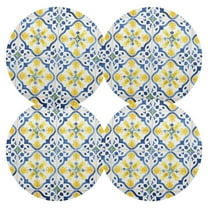 Ryvnso Bohomia Blue and Yellow Round Plate Mats Dining Table Placemat Set of 4 for Holiday Decoration
