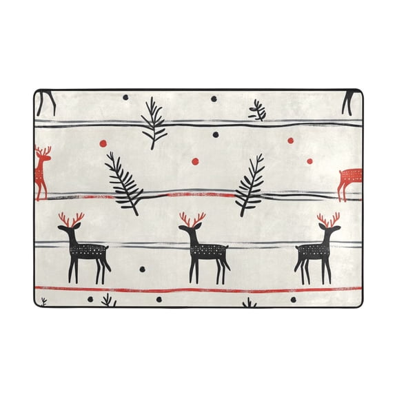 Ryvnso Bohomia Christmas Reindeer Area Floor Mats Large Nursery Rugs Non-Slip Carpets Doormat 36" x 24"