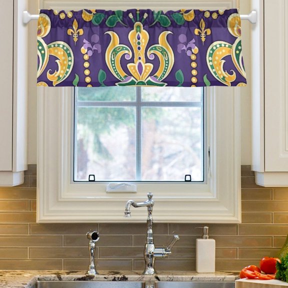 Ryvnso Bohomia Crowns Window Valance Kitchen Farmhouse Rod Pocket Short Curtain 54x18 inch