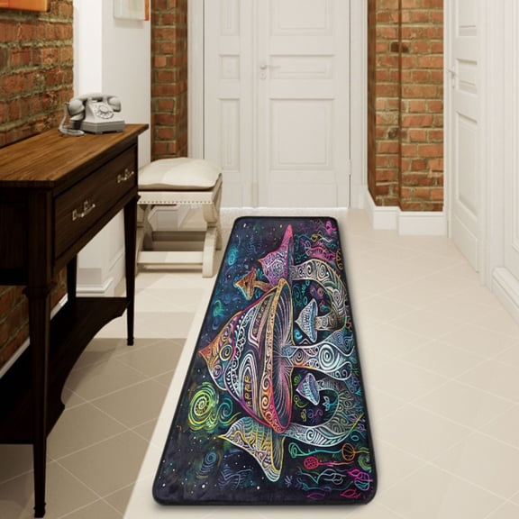 Ryvnso Bohomia Ethnic Magic Mushrooms Hallway Runner Rugs Floor Carpet Non Slip Entryway Mat 2' x 6'