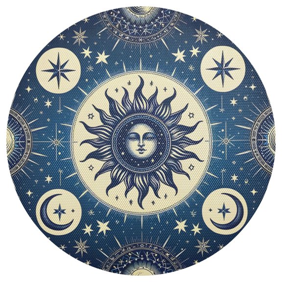 Ryvnso Bohomia Head and Moon Round Plate Mats Dining Table Placemat 1 Piece for Holiday Decoration