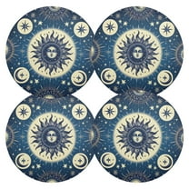 Ryvnso Bohomia Head and Moon Round Plate Mats Dining Table Placemat Set of 4 for Holiday Decoration