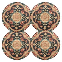 Ryvnso Bohomia Mandala Pattern Round Plate Mats Dining Table Placemat Set of 4 for Holiday Decoration