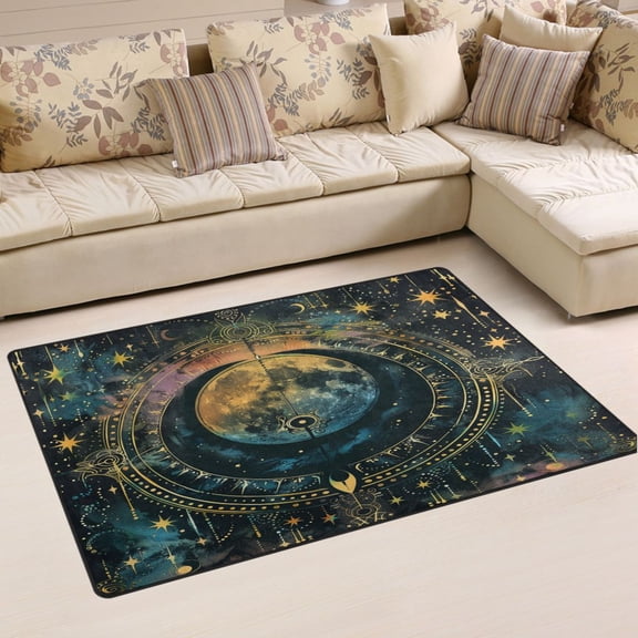 Ryvnso Bohomia Moon and Star Magical Area Floor Mat Non-Slip Carpet Soft Rugs Doormats 31" x 20"