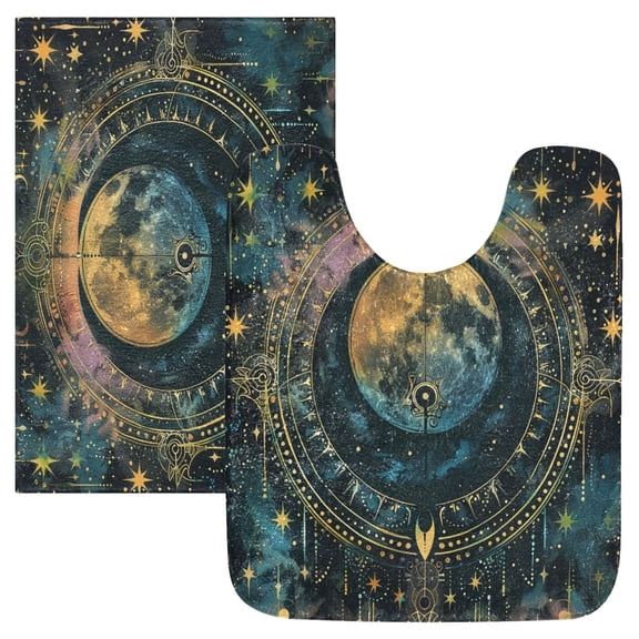 Ryvnso Bohomia Moon and Star Magical Bathroom Shaggy Rugs Toilet Mat Soft Contour Rug