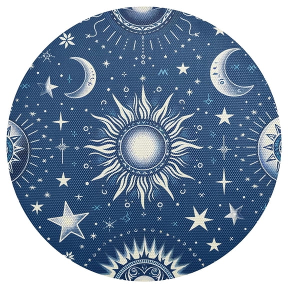 Ryvnso Bohomia Moon and Stars Round Plate Mats Dining Table Placemat 1 Piece for Holiday Decoration