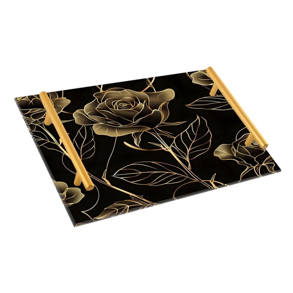 Ryvnso Botanical Elegant Rose Flower Bathroom Tray Vanity Countertop Trays Acrylic Organizer