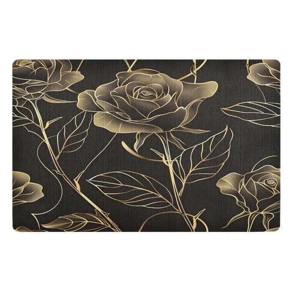 Ryvnso Botanical Elegant Rose Flower Door Mats Outdoor Indoor Entrance Low Profile Floor Rugs 32"x20" Carpet
