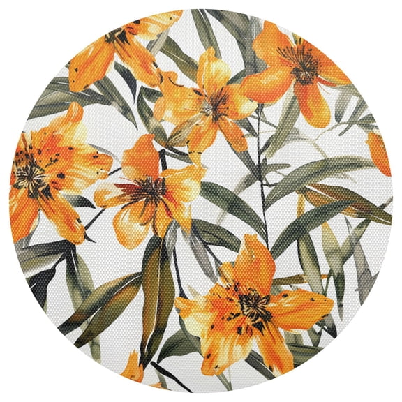 Ryvnso Botanical Flower Leaves Round Plate Mats Dining Table Placemat 1 Piece for Holiday Decoration