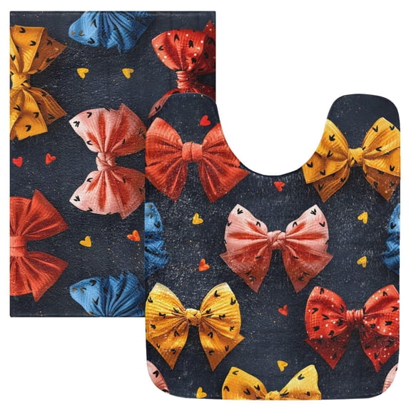 Ryvnso Bow Pattern Bathroom Shaggy Rugs Toilet Mat Soft Contour Rug
