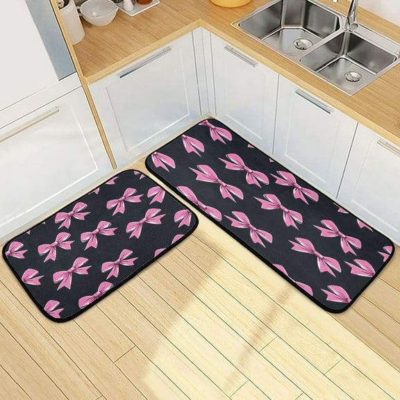 Ryvnso Bow-a1 Kitchen Rugs Set Non Slip Runner Mats for Dining Room