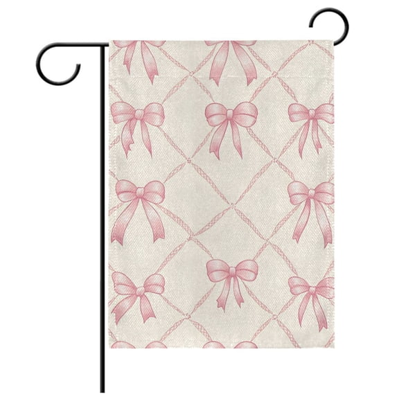 Ryvnso Bows Checkered Garden Flag 12x18 Inch Double Sided Seasonal Yard Decoration