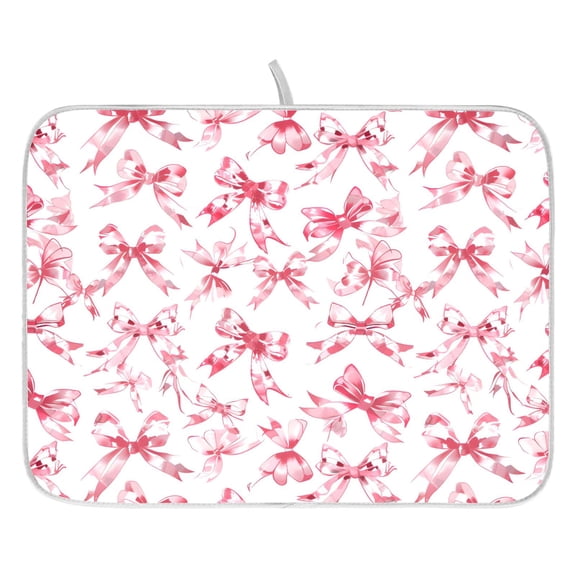 Ryvnso Bows Pink Dish Drying Mat for Kitchen Countertop 18x24 Large Dish Pad Drainer Rack Dish Sink Mats