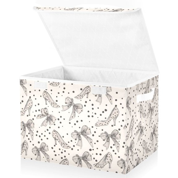Ryvnso Bows Polka Dots Storage Bins Lidded Foldable Organizer Containers Baskets Cube