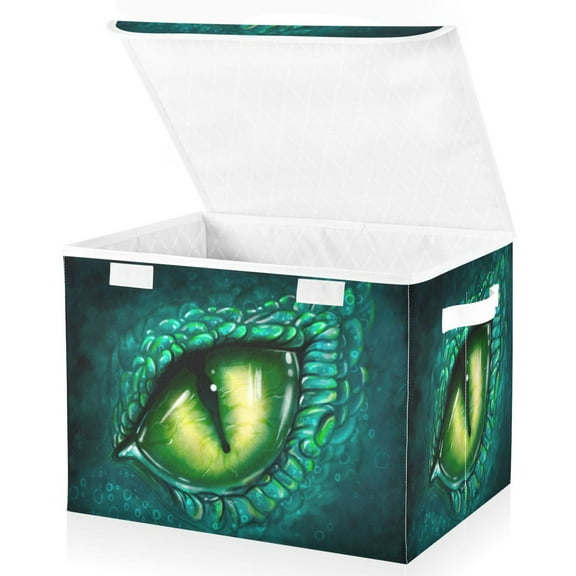 Ryvnso Boy Eye Of Dinosaur Large Lidded Foldable Storage Baskets Cubes Boxes Lids Bin for Home
