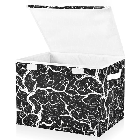 Ryvnso Branch Artistic Large Lidded Foldable Storage Baskets Cubes Boxes Lids Bin for Home