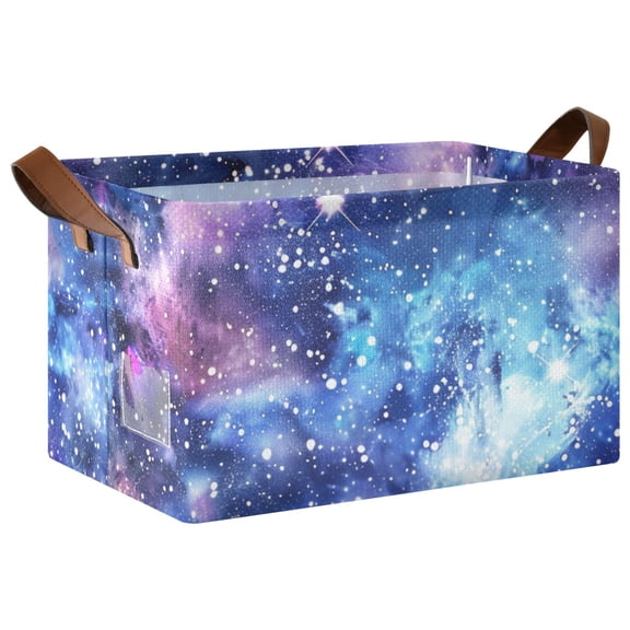 Ryvnso Brightly Glittering Shiny Galaxy Storage Bins Large Basket Foldable Cube Toys Organizer with Handles 1 PC