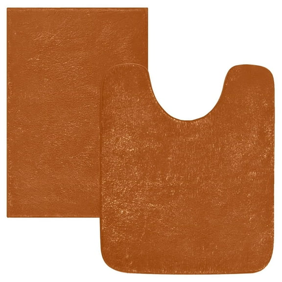 Ryvnso Brown Bathroom Shaggy Rugs Toilet Mat Soft Contour Rug