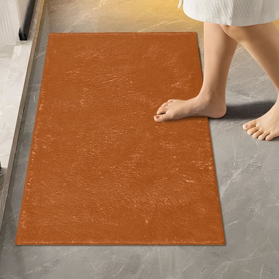 Ryvnso Brown Bathroom Shaggy Rugs Toilet Rectangle Mat Soft Contour Rug 24"x16"