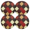thumbnail image 1 of Ryvnso Brown Checkered Plaid Pattern Round Plate Mats Dining Table Placemat Set of 4 for Holiday Decoration, 1 of 7