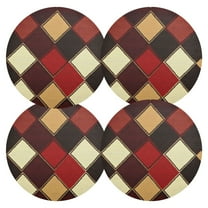 Ryvnso Brown Checkered Plaid Pattern Round Plate Mats Dining Table Placemat Set of 4 for Holiday Decoration