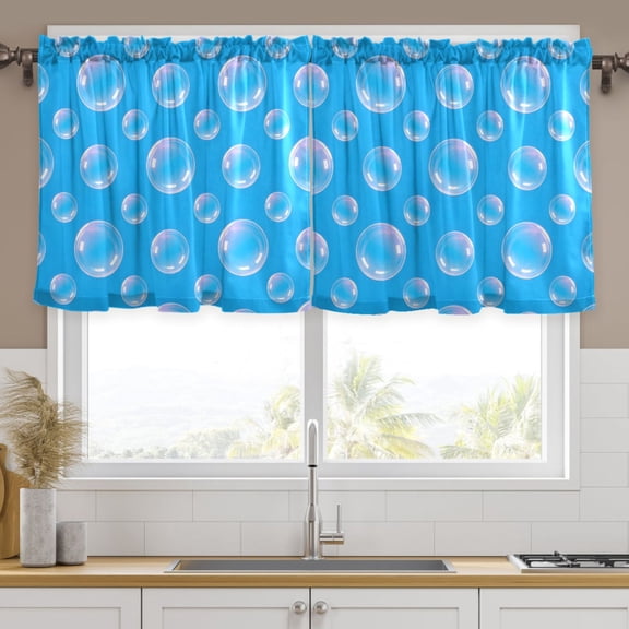 Ryvnso Bubble Curtains Sets Short Curtain Rod Pocket Half Window Cafe Farmhouse Tier 2 Panels 57"W x 24"L