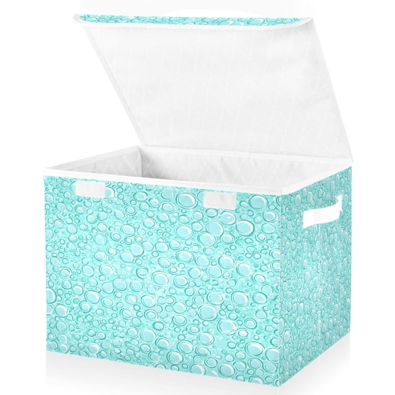 Ryvnso Bubbles Marble Large Lidded Foldable Storage Baskets Cubes Boxes Lids Bin for Home