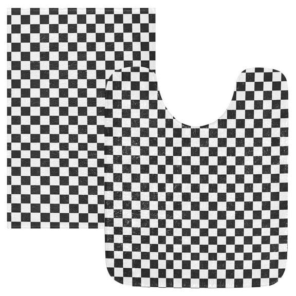 Ryvnso Buffalo Checkered Bathroom Shaggy Rugs Toilet Mat Soft Contour Rug
