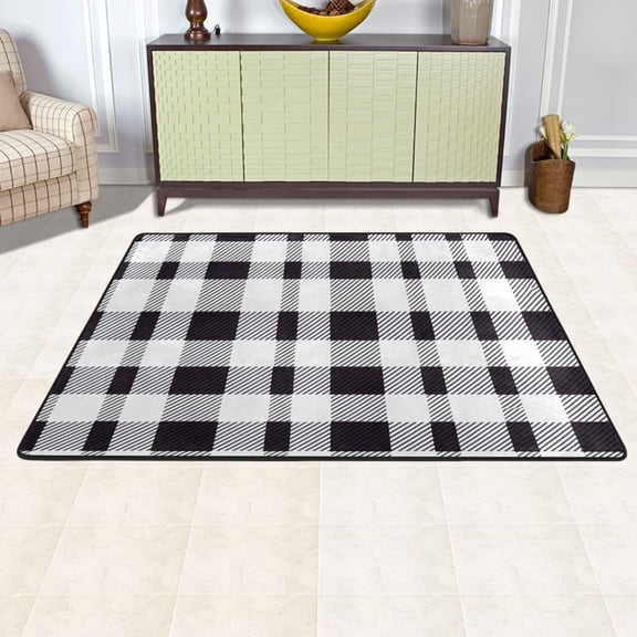 Ryvnso Buffalo Checkered Grid Area Floor Mats Large Nursery Rugs Non-Slip Carpets Doormat 72" x 48"