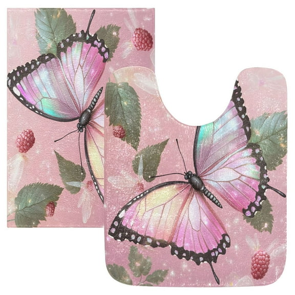 Ryvnso Butterfly Bathroom Shaggy Rugs Toilet Mat Soft Contour Rug
