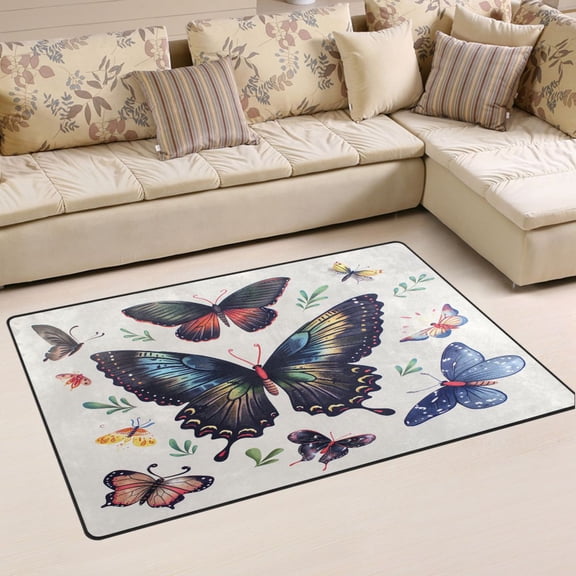 Ryvnso Butterfly Flying Area Floor Mat Non-Slip Carpet Soft Rugs Doormats 31" x 20"