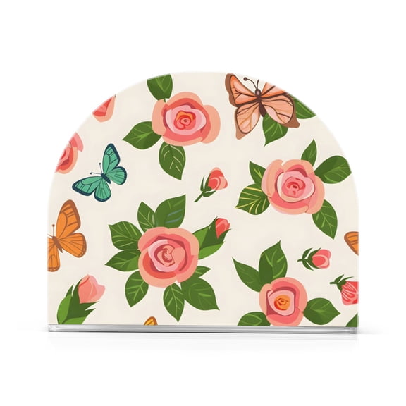 Ryvnso Butterfly Flying in Roses Flowers Acrylic Napkin Holder Table Kitchen Paper Tissue Organization